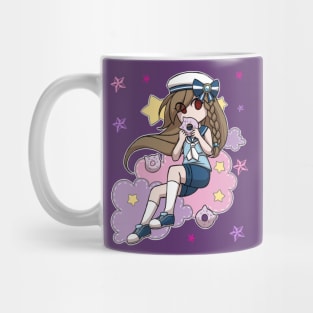 Anime Sailor Girl eating Cat Donut Mug